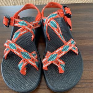 Chacos Chaco Women’s Orange Aztec Toe Loop Sandals Hiking Outdoor 7